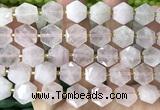 CME751 15 inches 12mm faceted hexagon rose quartz beads