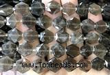 CME753 15 inches 12mm faceted hexagon smoky quartz beads