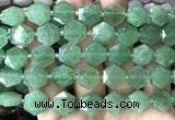 CME755 15 inches 12mm faceted hexagon green strawberry quartz beads