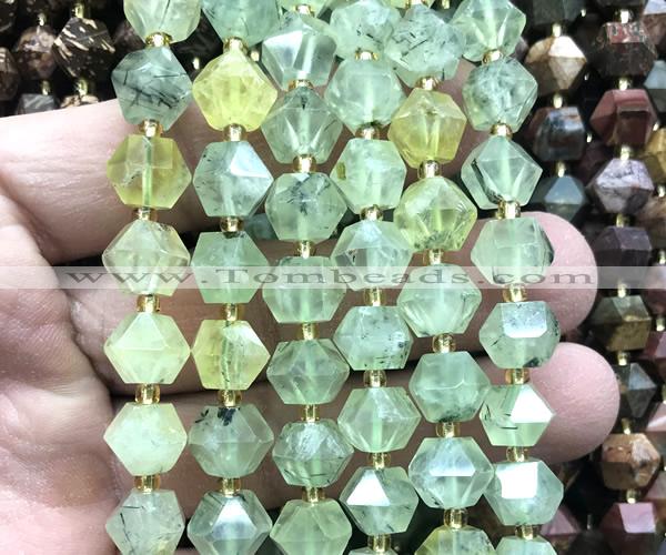 CME807 15 inches 8*10mm faceted bicone green rutilated quartz beads