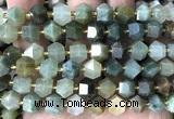 CME810 15 inches 8*10mm faceted bicone green rutilated quartz beads