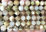 CME811 15 inches 8*10mm faceted bicone green rutilated quartz beads