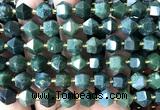 CME824 15 inches 8*10mm faceted bicone moss agate beads