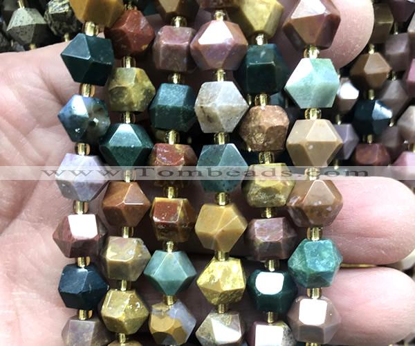 CME825 15 inches 8*10mm faceted bicone ocean agate beads