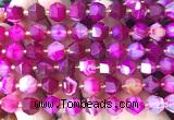 CME830 15 inches 8*10mm faceted bicone pink fuchsia banded agate beads