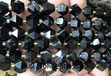 CME837 15 inches 8*10mm faceted bicone black banded agate beads