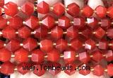 CME845 15 inches 8*10mm faceted bicone red candy jade beads