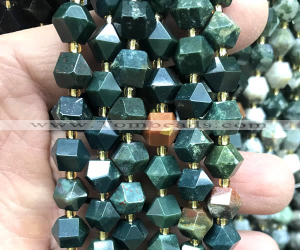 CME863 15 inches 8*10mm faceted bicone Indian blood jasper beads