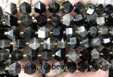 CME871 15 inches 8*10mm faceted bicone silver obsidian beads