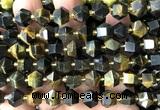 CME875 15 inches 8*10mm faceted bicone yellow & blue tiger eye beads