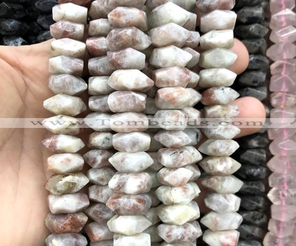 CNG9209 15 inches 7*11mm - 8*12mm faceted nuggets sunstone beads