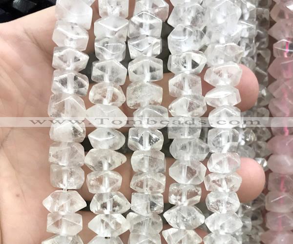 CNG9226 15 inches 7*11mm - 8*12mm faceted nuggets white crystal beads