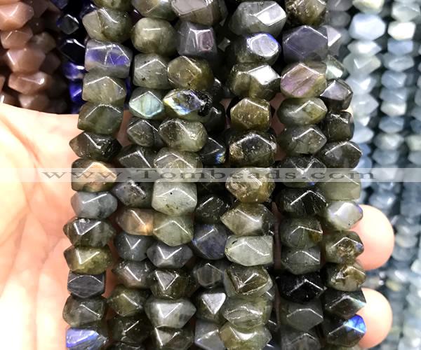 CNG9256 15 inches 6*10mm - 7*12mm faceted nuggets labradorite beads