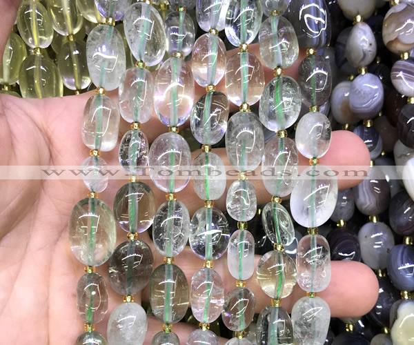 CNG9309 15 inches 10*14mm - 13*18mm nuggets green phantom quartz beads