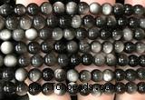 COB841 15 inches 6mm round silver obsidian gemstone beads