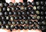 COB852 15 inches 8mm round golden obsidian gemstone beads