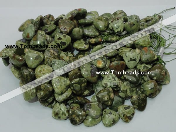 CPS33 15.5 inches 20*20mm triangle green peacock stone beads