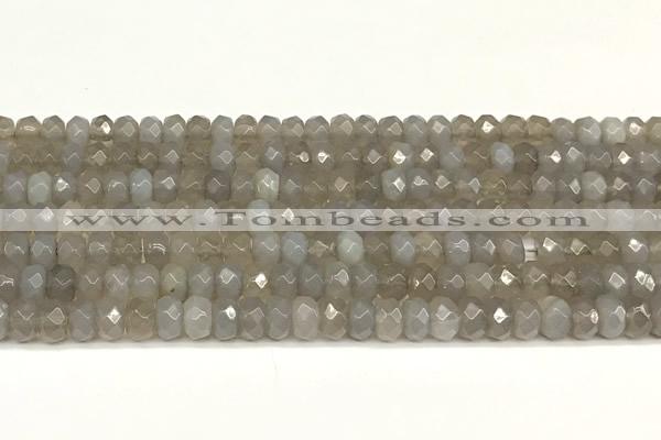 CRB5794 15 inches 4*6mm, 5*8mm faceted rondelle grey agate beads