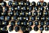 CRB6031 15 inches 6*8mm faceted rondelle black onyx beads