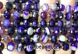 CRB6032 15 inches 6*8mm faceted rondelle purple banded agate beads