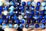 CRB6035 15 inches 6*8mm faceted rondelle blue banded agate beads