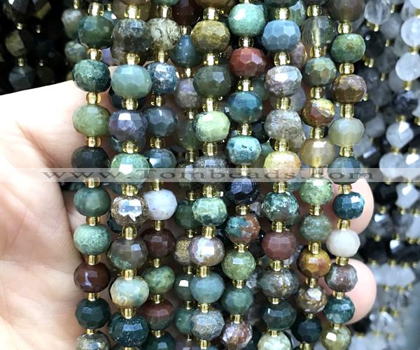 CRB6042 15 inches 6*8mm faceted rondelle Indian agate beads