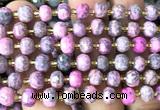 CRB6044 15 inches 6*8mm faceted rondelle fuchsia crazy lace agate beads