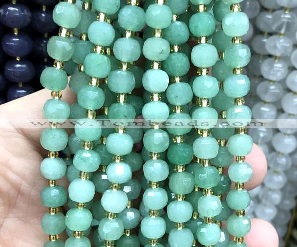 CRB6046 15 inches 6*8mm faceted rondelle green aventurine jade beads