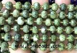 CRB6073 15 inches 6*8mm faceted rondelle green iron stone beads