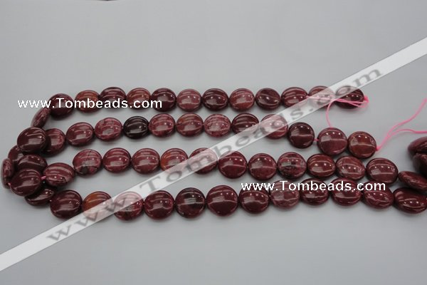 CRC815 15.5 inches 14mm flat round Brazilian rhodochrosite beads