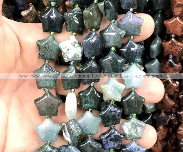 CRG81 15 inches 16mm star moss agate beads wholesale