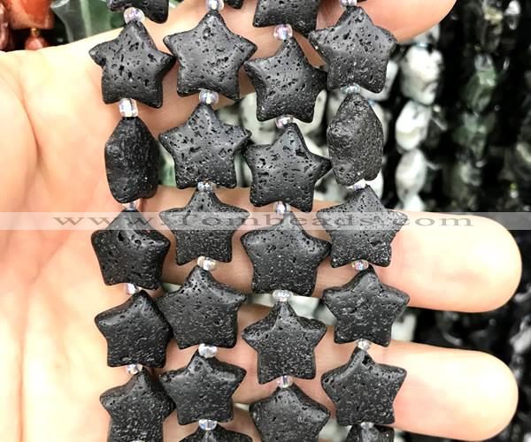 CRG88 15 inches 16mm star black lava beads wholesale