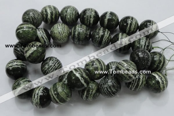 CSJ11 15.5 inches 25mm round green silver line jasper beads wholesale