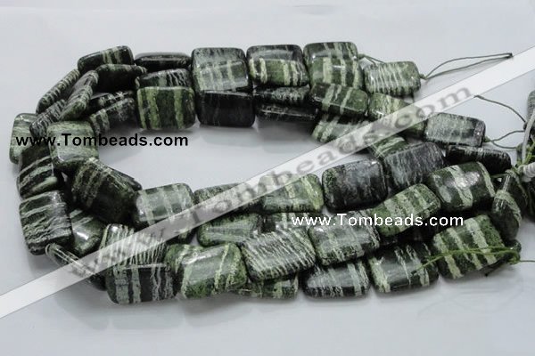 CSJ38 15.5 inches 18*25mm rectangle green silver line jasper beads