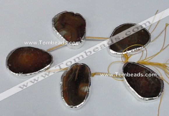 CTD1576 30*45mm - 35*50mm freeform agate beads with brass setting