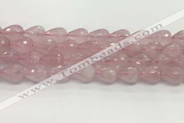 CTR158 15.5 inches 12*16mm faceted teardrop rose quartz beads