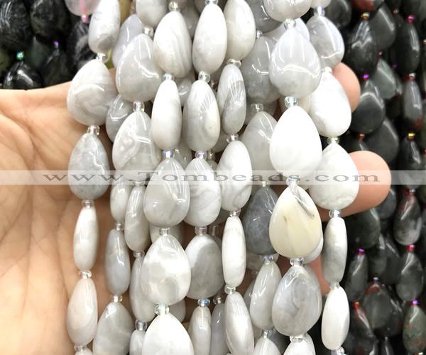 CTR518 15 inches 13*18mm flat teardrop white crazy lace agate beads