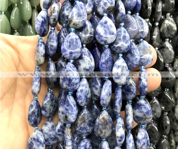 CTR523 15 inches 13*18mm flat teardrop blue spot stone beads