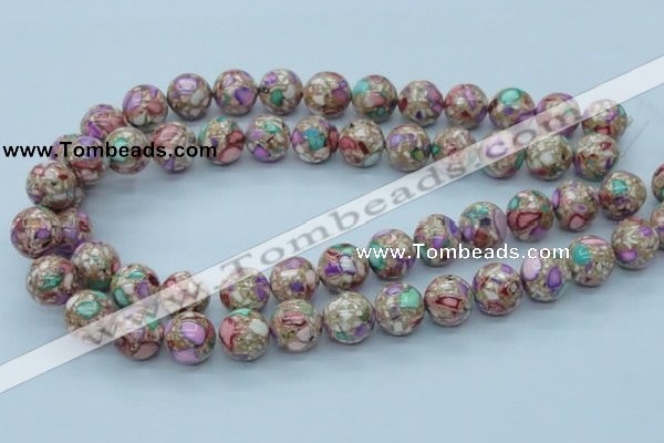 CTU107 16 inches 14mm round dyed flower turquoise beads wholesale