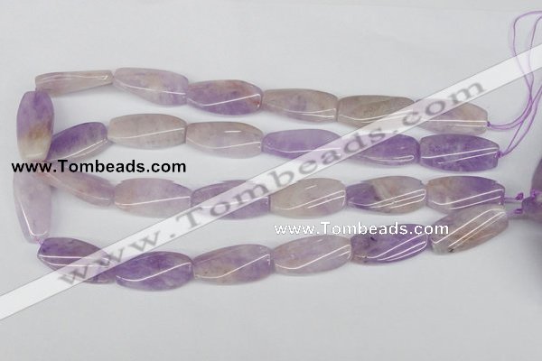 CTW100 15.5 inches 15*30mm twisted rectangle lavender amethyst beads