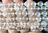 CTW550 15 inches 8mm faceted & twisted S-shaped white crystal beads