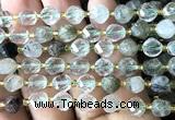 CTW559 8mm faceted & twisted S-shaped green phantom quartz beads