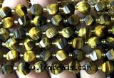 CTW565 15 inches 8mm faceted & twisted S-shaped yellow tiger eye beads