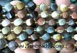 CTW574 8mm faceted & twisted S-shaped American picture jasper beads