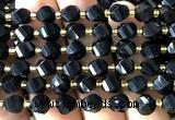 CTW581 15 inches 8mm faceted & twisted S-shaped black onyx beads