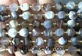 CTW584 8mm faceted & twisted S-shaped Botswana agate beads