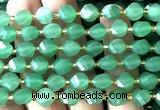 CTW596 8mm faceted & twisted S-shaped green aventurine jade beads