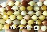 CTW597 8mm faceted & twisted S-shaped yellow aventurine jade beads