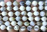 CTW603 15 inches 8mm faceted & twisted S-shaped white opal beads