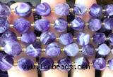 CTW655 10mm faceted & twisted S-shaped dogtooth amethyst beads